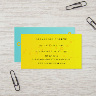 Yellow Elegance & Blue Paint Splat  Business Card