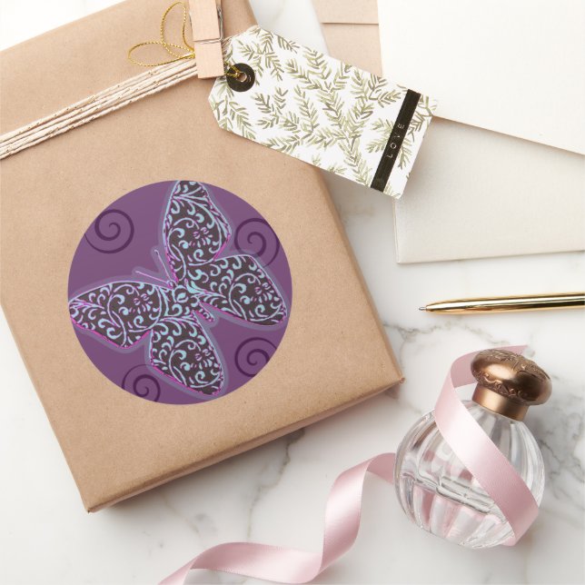 Yellow Elegance Butterfly  Classic Round Sticker (Gifting)