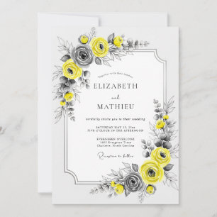 Yellow Elegant Botanical Wedding Invitation