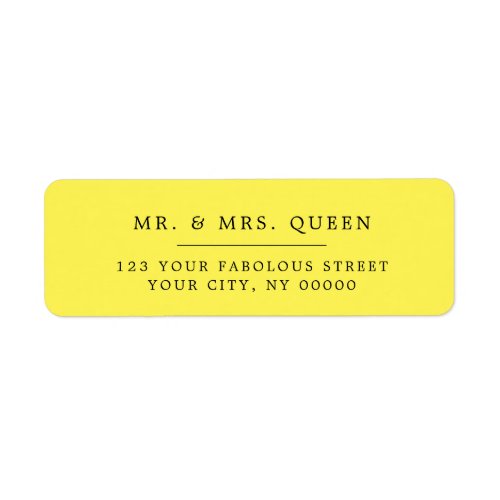 Yellow Elegant Classic Simple Return Address Label