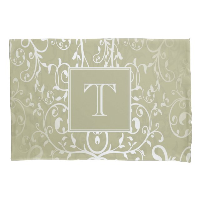 Yellow Elegant Flourish Monogram Pillowcase (Front)