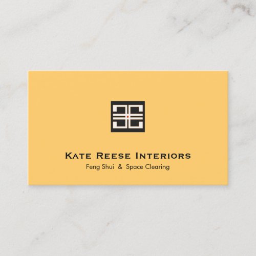 Yellow Elegant Geometric Logo Interior Design Business Card