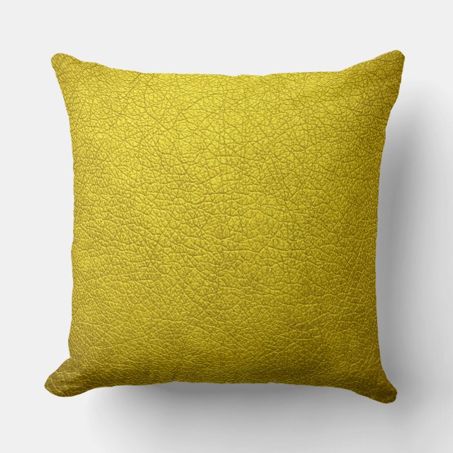 Yellow Elegant Leather Look Throw Pillow (Front)
