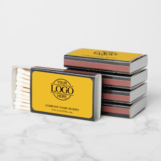 Yellow Elegant Promotional Company Business Logo Matchboxes (Stacked)