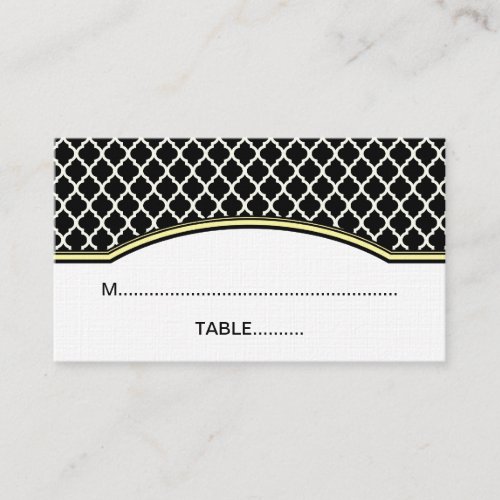 Yellow Elegant Quatrefoil Place Card