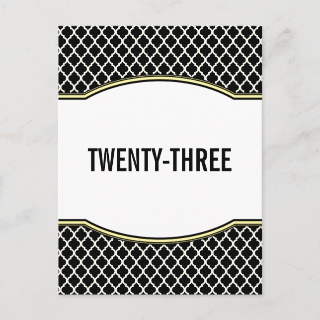 Yellow Elegant Quatrefoil Table Number Postcard (Front)