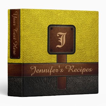 Yellow Elegant Recipe Leather Look 3 Ring Binder by NhanNgo at Zazzle