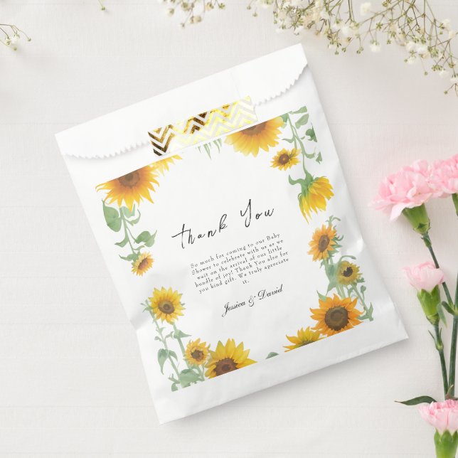 Yellow Elegant Sunflower Sunny Baby Shower Favor Bag (Sealed)