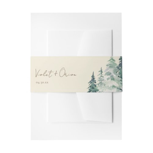 Yellow Elegant Watercolor Forest  Invitation Belly Band