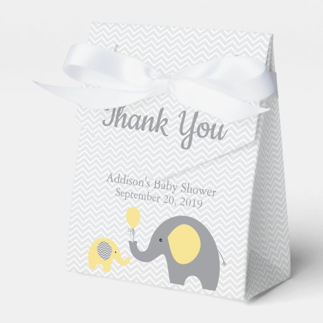 Yellow Elephant Baby Shower Favor Box Ribbon (Front Side)