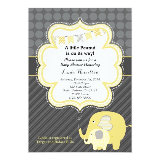 Yellow Elephant Baby Shower Invitation Zazzle Com