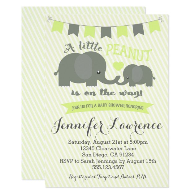 Yellow Elephant Baby Shower Invitation Boy Or Girl