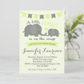 Yellow Elephant Baby Shower Invitation Boy or Girl (Standing Front)
