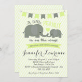 Yellow Elephant Baby Shower Invitation Boy or Girl (Front/Back)