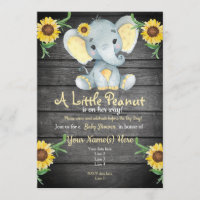 Yellow  Elephant Baby Shower invitation, rustic Invitation