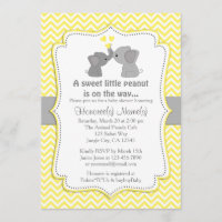 Yellow Elephant Baby Shower Invitations Chev 170