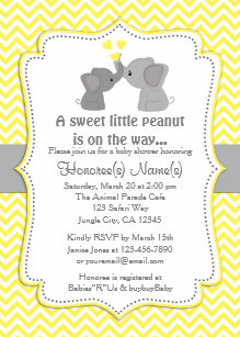 Elephant Yellow Gray Baby Shower Invitations Zazzle