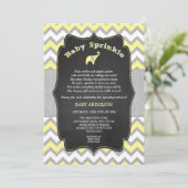 Yellow elephant baby sprinkle, baby shower invitation (Standing Front)