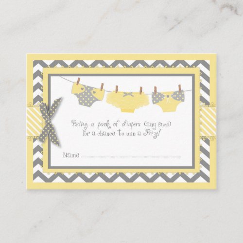 Yellow Elephant Bird and Diaper Raffle Ticket Enclosure Card