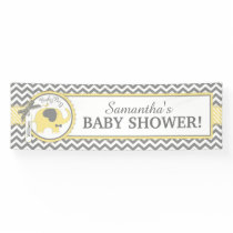 Yellow Elephant Boy Chevron Baby Shower Banner