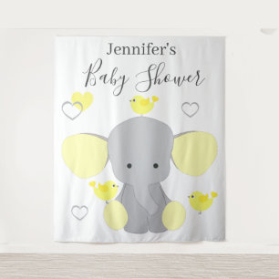 Yellow Elephant Boy Girl Baby Shower Backdrop
