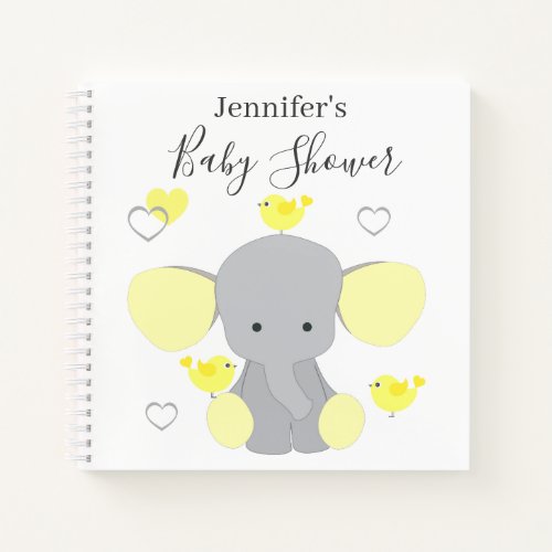 Yellow Elephant Boy Girl Baby Shower Guest Notebook