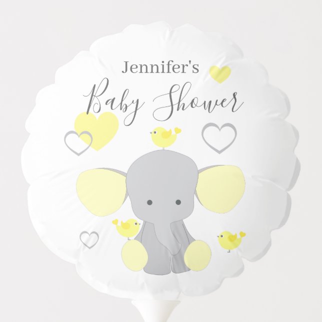 Yellow Elephant Boy Girl Baby Shower Party  Balloon (Back)