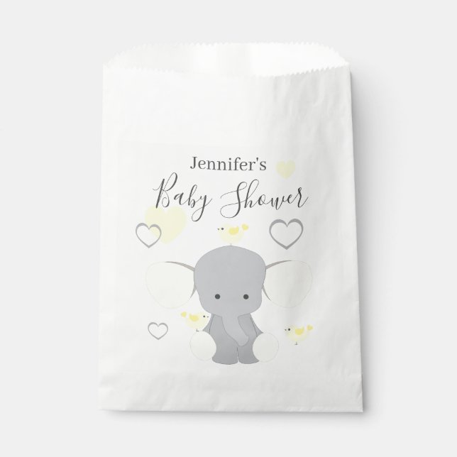 Yellow Elephant Boy Girl Baby Shower Party  Favor Bag (Front)