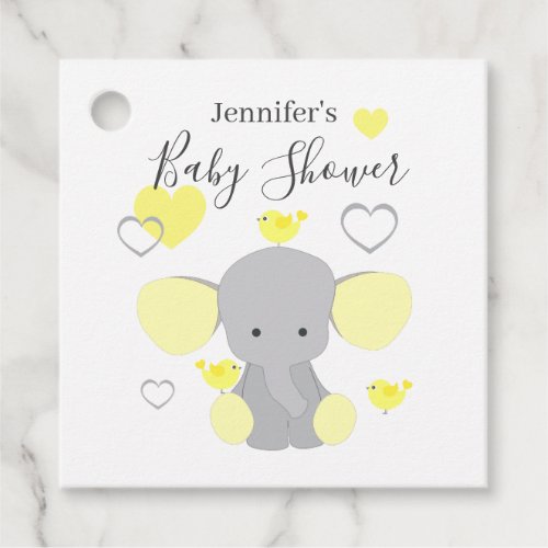 Yellow Elephant Boy Girl Baby Shower Party  Favor Tags