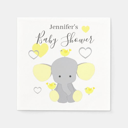 Yellow Elephant Boy Girl Baby Shower Party  Napkins