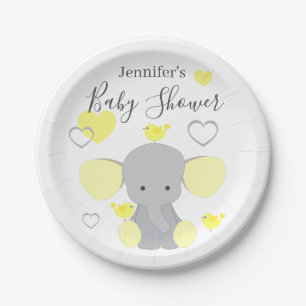 Yellow Elephant Boy Girl Baby Shower Party Paper Plates
