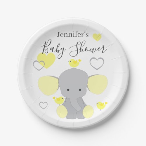 Yellow Elephant Boy Girl Baby Shower Party  Paper Plates