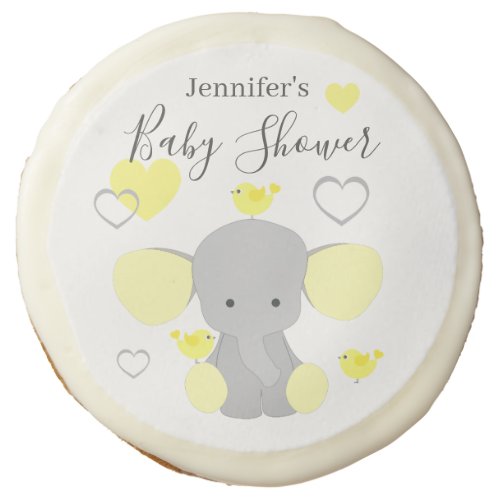 Yellow Elephant Boy Girl Baby Shower Party  Sugar Cookie