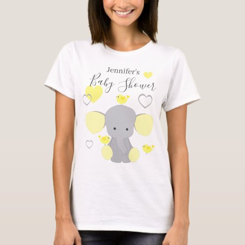 Yellow Elephant Boy Girl Baby Shower Party  T_Shirt