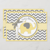 Yellow Elephant Chevron Print Baby Shower Invitation (Front/Back)
