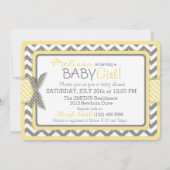 Yellow Elephant Chevron Print Baby Shower Invitation (Back)