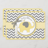 Yellow Elephant Chevron Print Baby Shower Invitation (Front/Back)