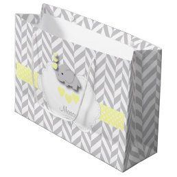 Yellow Elephant Design - Baby Boy Shower Large Gift Bag