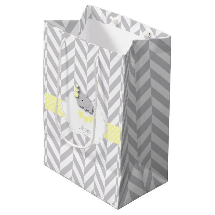 yellow and gray gift bags