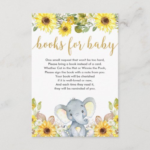 Yellow elephant gender neutral books for baby enclosure card