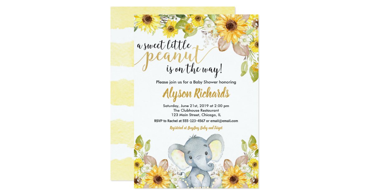 Yellow elephant gender neutral floral baby shower