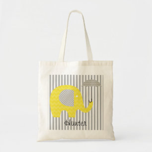Yellow Elephant Gray Stripe Umbrella Custom Bag