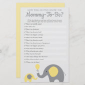 Yellow Elephant How Well Do You Know Mommy To Be (Front/Back)