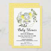 Yellow Elephant Modern Baby Shower Invitation (Front/Back)