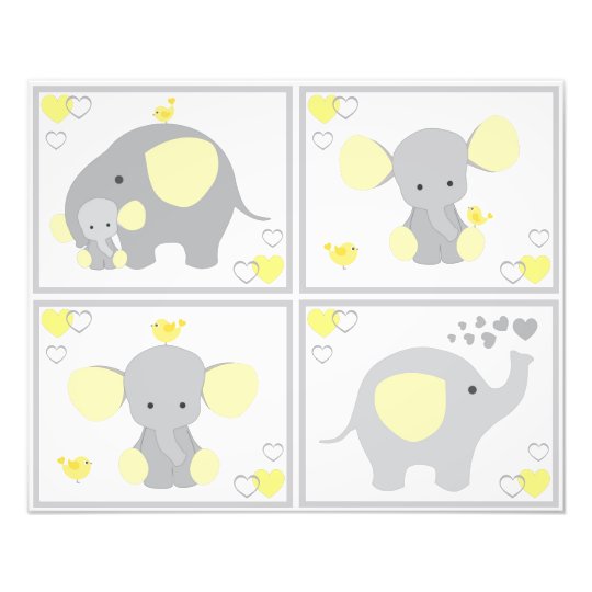 Yellow Elephant Neutral Nursery Wall Art Prints Zazzle Yellow Elephant Neutral Nursery Wall Art Prints