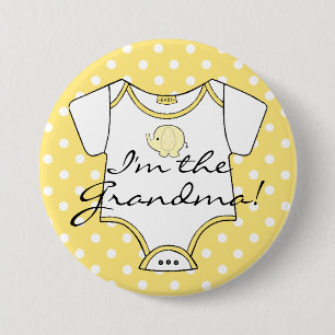 Yellow Elephant With Polka Dots I'm The Grandma Button