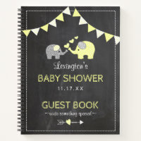 Yellow Elephants Baby Shower Chalk Guest Book |