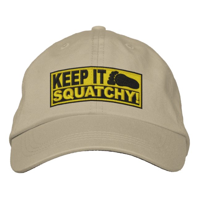 Yellow *EMBROIDERED* Keep It Squatchy! - Bobo's Embroidered Baseball Hat (Front)
