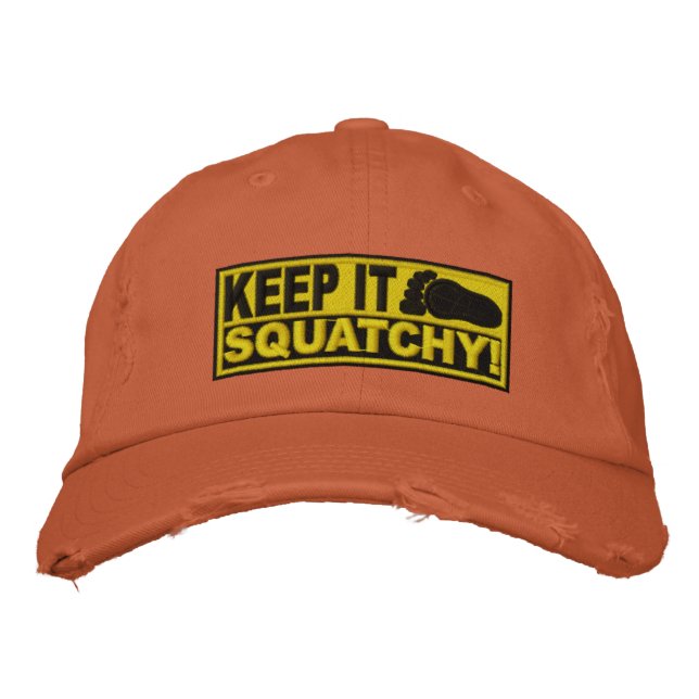Yellow *EMBROIDERED* Keep It Squatchy! - Bobo's Embroidered Baseball Hat (Front)