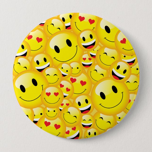 Yellow Emoji Cartoon Symbol Icon Pattern Pinback Button (Front)